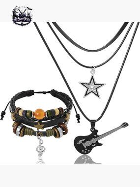 Multilayer Star Necklace Bracelet Set Adjustable Gothic Punk Jewelry